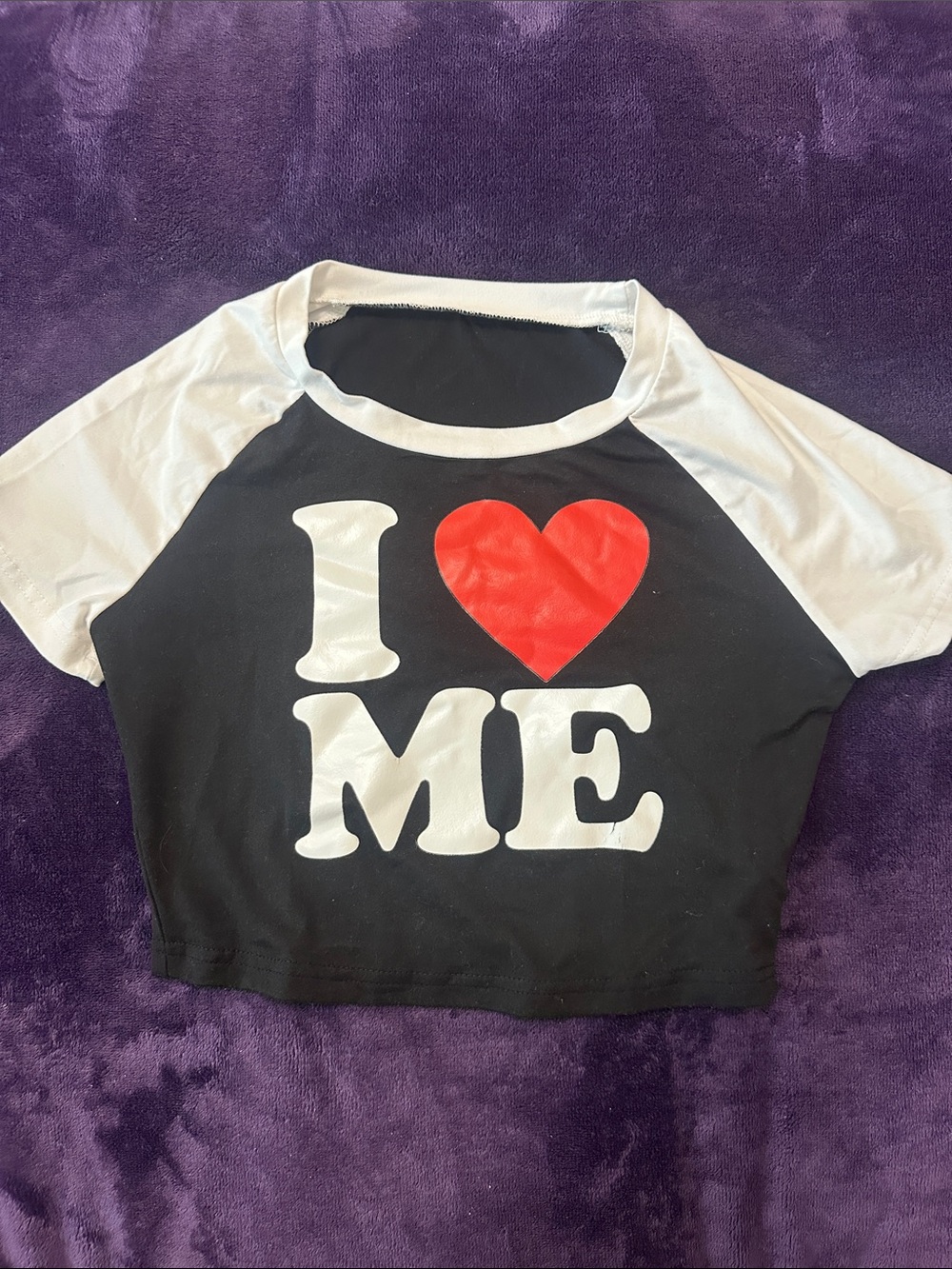 3/10 Black & White 'I love ME' Raglan Tank Top heart print